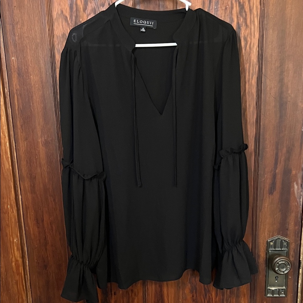 Eloquii Black Long Sleeve Blouse